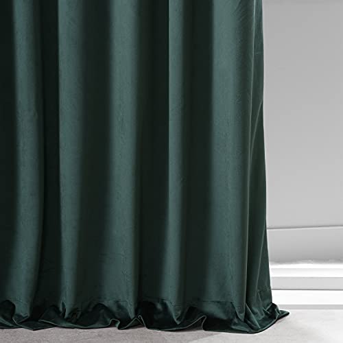 Image of HPD Half Price Drapes Signature Plush Velvet Blackout Curtains for Bedroom (1 Panel), 50W X 108L Hotel Black Out Curtains for Living Room, Thermal Insulated Blackout Curtains for Windows, Spirit Green