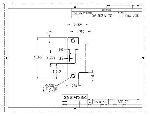 Don-Jo EST-175-DU Duro Coated Extended Lip ANSI Strike