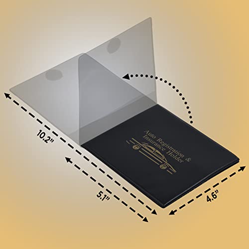 Sterling Car Auto Insurance Registration Black Document Wallet Holders - Automobile,Motorcycle,Truck,Vinyl Id Holder & Visor Storage-Strong Closure On Each-Necessary In Every Vehicle-4 Pack Set #TOP3