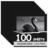 OcePor 100 Sheets Black Cardstock 12” x 12”, 65lb/180gsm Black Card Stock, Thick Card Stock Paper, Heavy Cardstock Paper for Printer, Resume, Scrapbooks, Art, Crafts, Business Cards