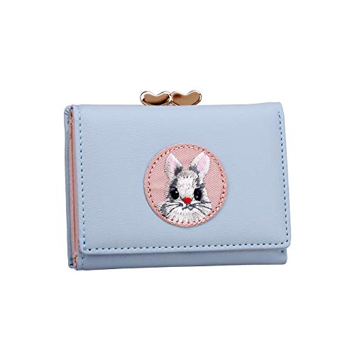 JIUFENG Women's RFID Blocking Short Wallet Multi Purpose Purses Animal Embroidered Billfold Credit Card Holder Coin Pouches