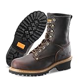 Top 15 Best Lineman Boots Climbing 2022 21 Carolina Elm 8” Steel Toe Logger Work Boots for Men - Rugged Leather Upper with Comfort Footbed, Oil & Slip-Resisting Rubber Lug Outsole, EH Rated, Medium Brown - 10 D