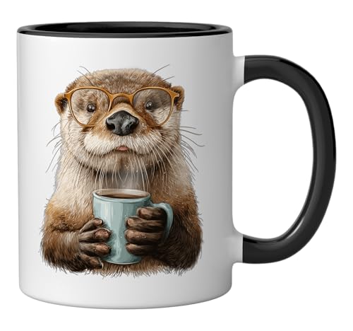Taza de cerámica para café, 11 oz, negro/blanco miniatura 2