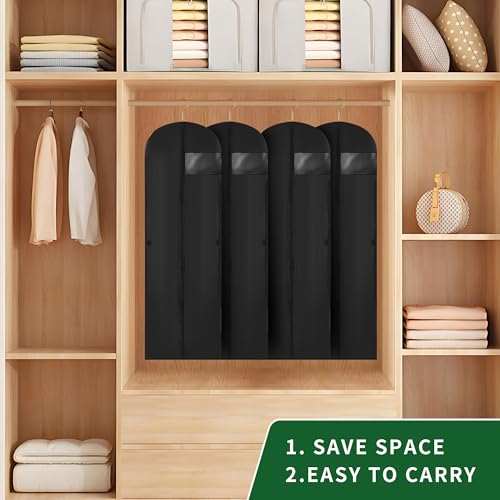 4 Stück Kleidersack Lang 180 x 60cm,Faltbarer Kleidersack mit Reißverschluss, Feuchtigkeits- und Staubschutz，Hochzeit Kleidung Tasche, Abendkleid Kleidung Tasche