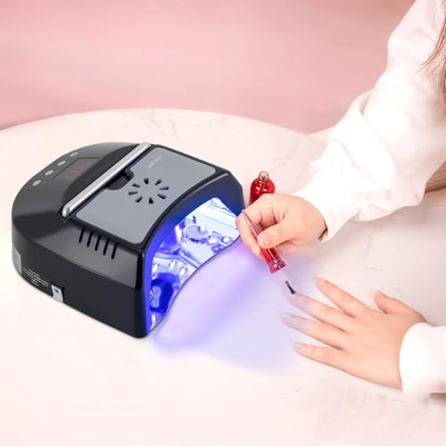Professional-UV-Led-Nail-Lamp-Cordless-72W-UV-Lights-for-Gel-Nails-with-Fan-Rechargeable-Nail-Dryer-3-Timer-Setting-Smart-Sensor-Nail-Dryer-Curing-Lamp-for-Salon-Home-Nail-Art-Black