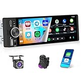 Hikity Autoradio Bluetooth 1 DIN con Wireless Carplay Android Auto, Radio 1 Din con Touch Screen da 6,28 Pollici, Lien Miroir, Radio FM, Type-C + USB, SWC, EQ, Telecamera Posteriore