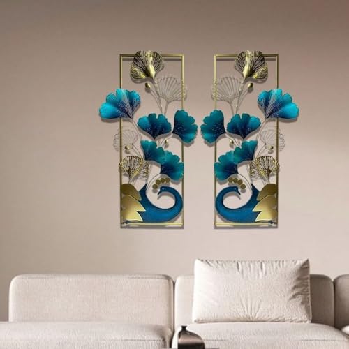 Image of SHREE 'O' GREEN TECH - Large Metal Multicolor Wall Art Decorative Peacock Rectangular Handcrafted Wall Hanging Sculpture Frame for Living Room, Bedroom, Hallway, Hotel, Office & Restaurant