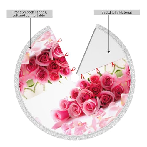 Jupe de sapin de Noël de qualité supérieure avec finition pompon et design fleurs - 5