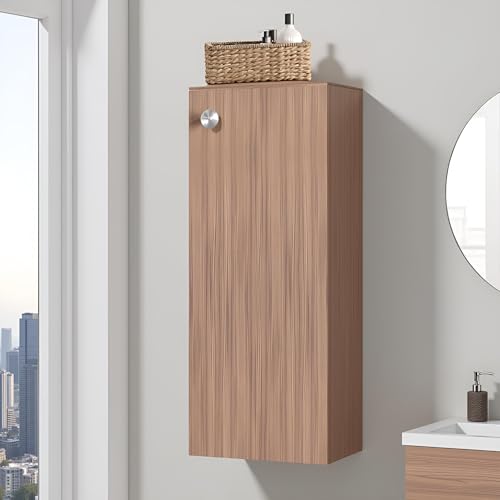 Image of FURNEASER Marbin Modern Engineered Wood Bathroom Storage Cabinet with Door | Wall Mount Utility Organizer for Wash Area, Living Room & Bedroom | Space Saving Multipurpose Unit (Exotic Teak)
