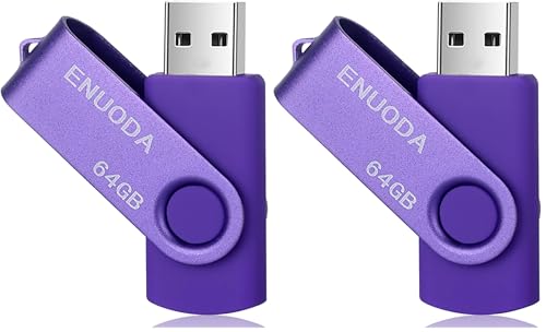 Clé USB 64 Go ENUODA lot de 2 clefs portables violettes pour sauvegarde