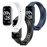 Kit 3 Pulseiras de Silicone Sport Cores Vivas para Xiaomi Mi Band 8 Active (Preto+Branco+Azul-Marinho)