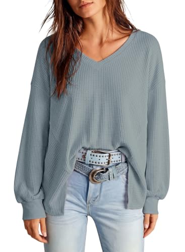 Image of Dokotoo Womens Waffle Knit Tops Trendy Fashion 2026 Oversized T Shirts