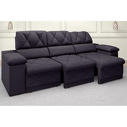 Sofá New Ripley Retrátil e Reclinável Velosuede Preto