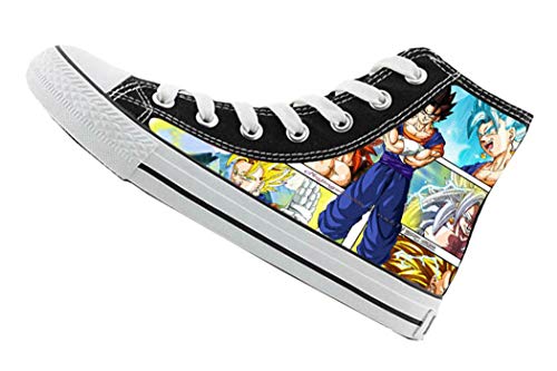 WANHONGYUE Dragon Ball Anime Unisexe Baskets Montantes à Lacets Baskets Hautes Canvas Sneakers Bottines Mode 36 EU Noir / 10