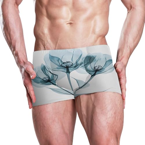 Blue Tulip Flowers Mens Swim Trunk Swimwear Bathing Suit Swim Brief Square Leg Board Short S S04074212