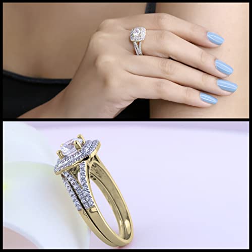 Dazzlingrock Collection 2.70 ctw Round Cubic Zirconia Double Halo Engagement Ring Set for Her (6mm Center Stone) in Solid Gold3