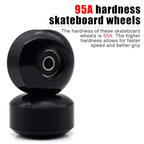 DONGKER Skateboard Rollen, 4 Stück 52x32 mm 95A Härte PU Skateboardräder, Skateboard Räder mit Lagern, Kompatibel mit den meisten Standard-Skateboard-Achsen