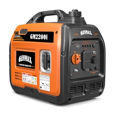 GENMAX Portable Generator?2200W Ultra-Quiet Gas Engine, EPA Compliant, Eco-Mode Feature, Ultra Lightweight for Backup Home Use & Camping (GM2200i)