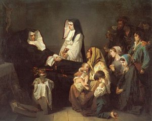 Peinture à l'huile de prestige The Death of a Sister of Charity Isidore Pils 12x16