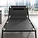 cadciehe Camping Cot, Adjustable 4-Position Adults Reclining Folding Chaise with Pillow, Outdoor Lounge Chair Sleeping Cot Bed, Perfect for Office, Pool, Beach Patio Black