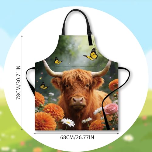 Image of Nuxovilar Decorative Kitchen Apron, 26.77x30.70 Inch Polyester Cooking Wearable Cover
