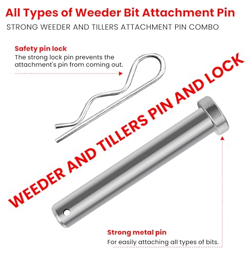 Image of DVI Heavy Duty Safety Pin Combo - Strong Metal Attachment Pin with Lock Clip for 7HP Weeder.