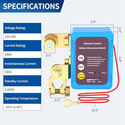 Interrupteur de Déconnexion de Batterie à Distance 12V 240A pour éviter les batteries déchargées - 4