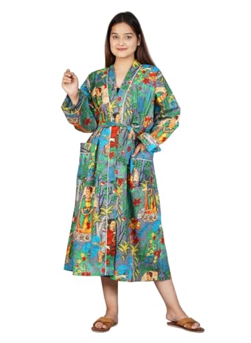 Image of Cotton Women Stylish Printed Kimono, Bath Robe,Night Wear Suit,Swim Wear, Night Dress, Beach Wear