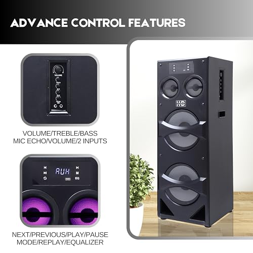 Godzilla - King of Monster Tower Speakers, HD-30000BT, 300W, 4x10” Woofer, Bluetooth v5.0, USB, AUX, FM, Wireless Mic, TWS, Dynamic RGB Lighting, Stereo Surround Sound and Karaoke Function