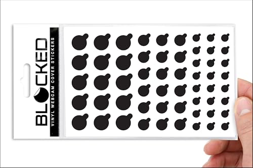 BLOCKED Webcam/Camera Vinyl Covers | Low-Tack Restickable Webcam Sticker | Multiple Sizes | Black 57-Pack Tabbed (Muted Matte)