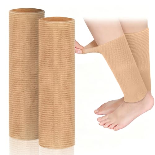 Sariiraw 2 Pack Extra Long Ice Skate Ankle Gel Sleeves 9.84 Inch Padded Anti-Friction Ankle and Calf Protector for Figure Skating Skiing Hiking Boots Gel Lined Blister Prevention Comfort Sleeves
