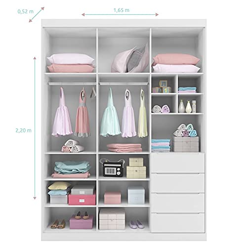 Quarto Infantil Pietra com Guarda Roupa e Cômoda Branco - PR Baby