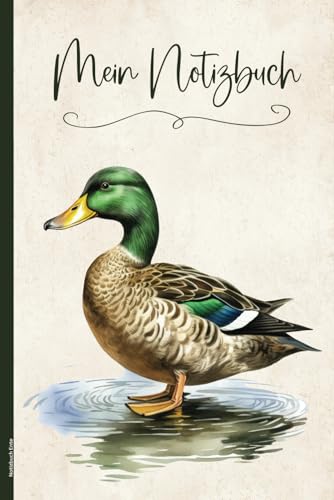 Notizbuch Ente: Schönes Entenmotiv Schreibheft A5 Dot Grid Stockente Buch für Notizen Geschenk für Entenliebhaber und Tierfreunde gepunktetes Notizheft mit Enten Motiv Geschenkidee zum Geburtstag