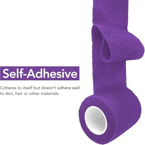 Image of A-Tape Breathable Self Adhesive Cohesive Bandage for Humans & Pets (Dogs, Cats, Birds) -Sports, Wrap, Athletic, Non Woven First Aid Medical, Wrist, Swelling (10 cm X 4.5 mtr) (Pack Of 2, Purple)