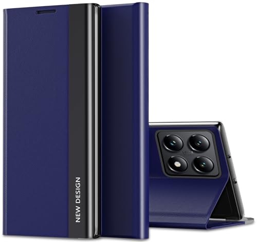 Étui rabat Xiaomi 14T Pro bleu ultra fin avec fenêtre