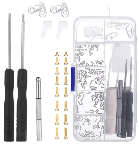 Brillenschrauben Brillenschraubenzieherset Brillen-Reparaturset mit Schrauben und Schraubendreher Nasenpads Pinzette geeignet für Brillen Sonnenbrillen Uhren und Wecker