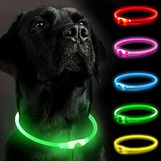 SerDa-Run Light Up Dog Collar for The Dark, Light Dog Collar USB Rechargeable, Size-Adjustable Flashing Dog Collar with Three Light Modes, Makes Your Dog Visible & Safety for Night Walking (Green)