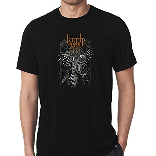 pdlprint Unisex Regular Fit Lamb of God Band Crow Skeleton Graphic Printed T-Shirt-picture-13