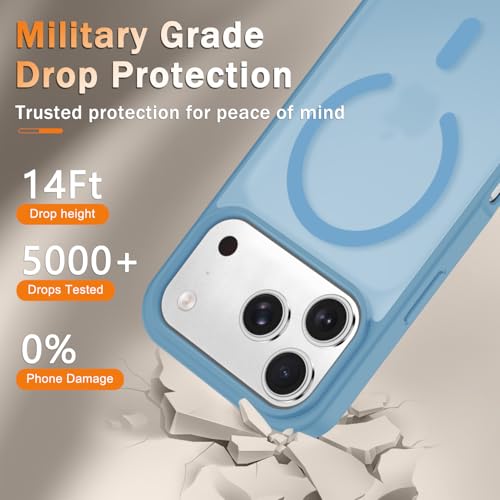 Image of YENAPOON for iPhone 17 Pro Max Case, Matte Magnetic Phone Cover [with 1 Screen Protector] [Support for MagSafe] [Shockproof Military Grade Protection] Translucent Frosted Back, Lavender Purple