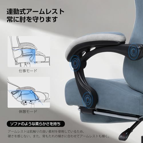 GTRACING ゲーミングチェア ファブリック デスクチェア オットマン 椅子 イス テレワーク LR002 の商品画像 5