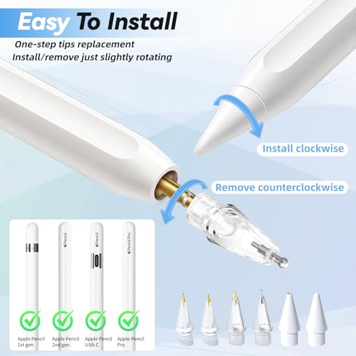 Image of Upgraded Replacement Tips for Apple Pencil Pro /1st Gen /2nd Gen /USB-C with Storage Case, wear-Resistant Mix Metal Tips for iPad Pencil Accessories Set (Transparent, Grey)