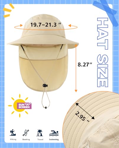 Image of Home Prefer UPF 50+ Boys Sun Hat with Neck Flap Wide Brim Summer Beach Bucket Hat for Boys Girls Toddler Kids Safari Hat