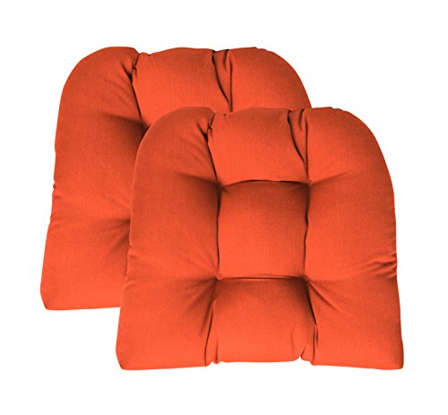 RSH DECOR: Tufted Wicker U-Shape Cushions Set of 2 | 19” x 19” | Sunbrella Performance Fabric | Water and Fade-Resistant | Outdoor Seat Cushions for Patio Furniture | Canvas Melon