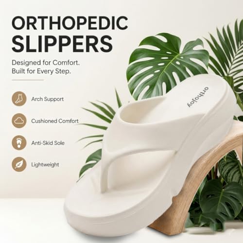 Image of ORTHO JOY Orthopedic Slippers for Women | Soft Cushioned EVA Flip Flops with Arch & Heel Support | Lightweight Anti-Slip Platform Thong Slides for Daily Wear, Indoor & Outdoor