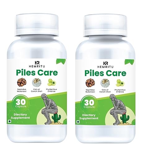 Image of Piles Care Herbal Ayurvedic Capsule For Male & Female With Triphala, Jeemikand, Trikatu which are widely used in digestive health(30 Capsule*2)
