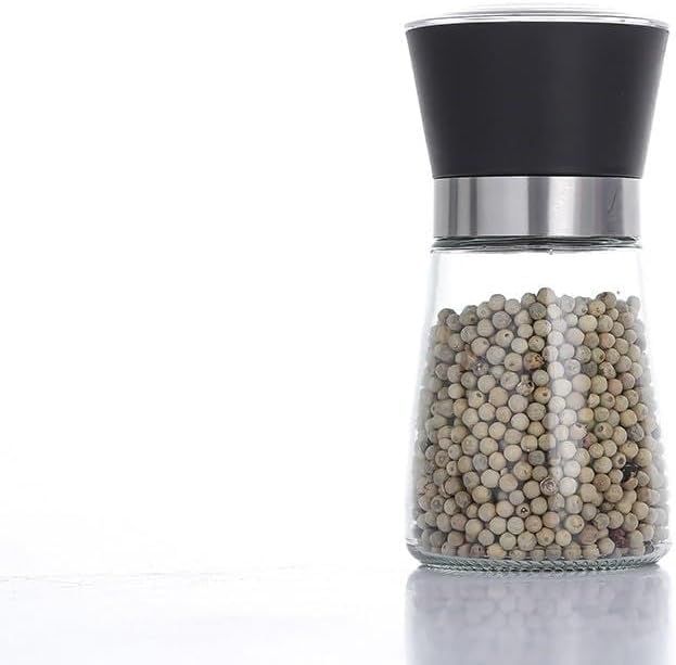 Pepper Grinder Salt Refillable Stainless Steel Adjustable Coarse Kitchen Spice(Plastic Cap 01)