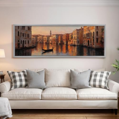 Tableau grand format sur toile paysage urbain de prestige avec cadre noir