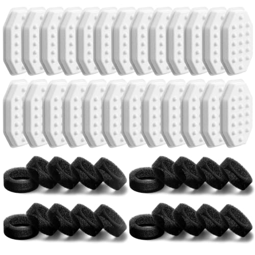 Cat Fountain Filters 50-Pack 3.2L Fountain Replacement Filters for Rellaty & Neareal Stainless Steel 108oz/3.2L Adjustable Water Flow Pet Water Fountain(25 Filters & 25 Sponges)