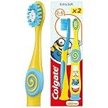 Colgate Kids Minions or Trolls Toothbrush 2 - 6 years - kids toothbrush - extra soft bristles - small toothbrush head - soft tongue cleaner - rounder handle and thumb rest - suction cup