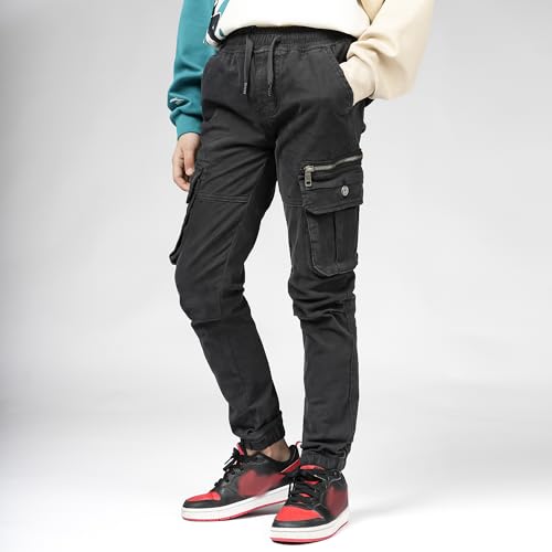 Fashion Classics Kids Cargo Pants Drawstring Waist Boys Jogging Trousers Cargo Pants with Pockets Khaki2